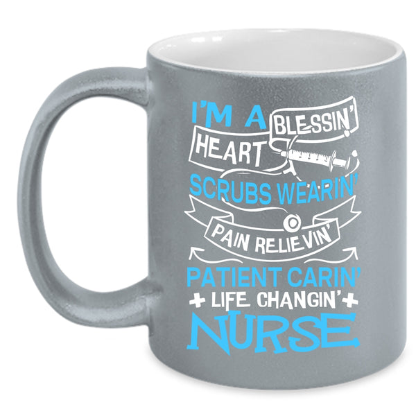 I'm A Nurse Coffee Mug, Blessing Heart Scrubs Wearing Coffee Cup