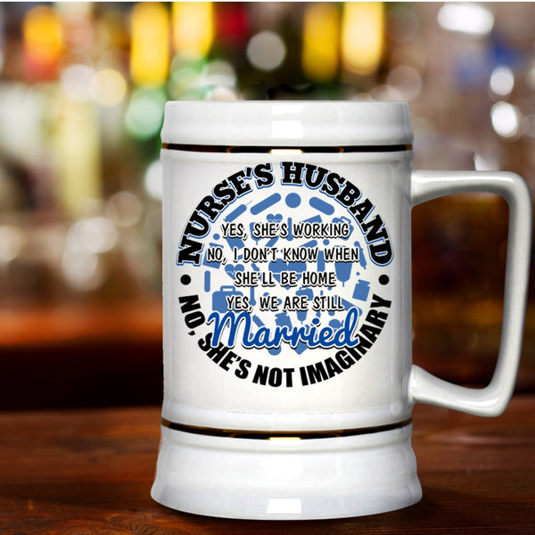 Cute Nurse's Husband Beer Stein 22oz, Nurse's Husband Beer Mug
