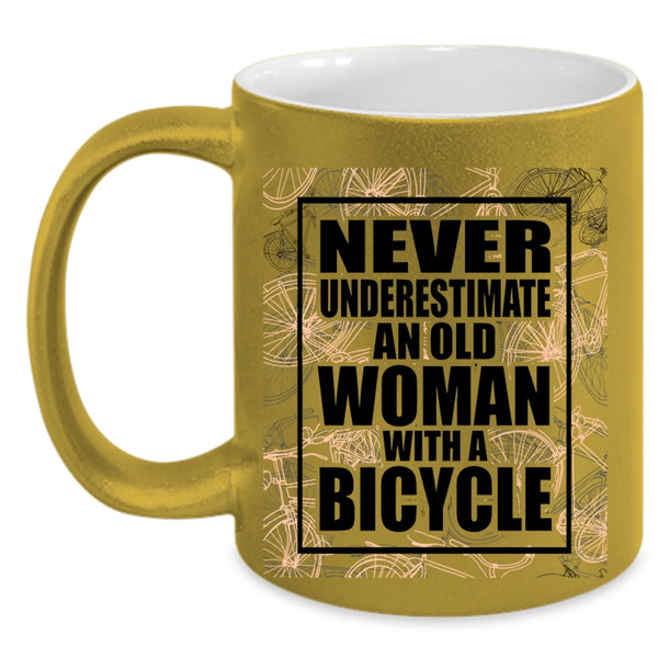 Funny Grandmas Coffee Mug, An Old Woman With A Bicycle Accent Mug