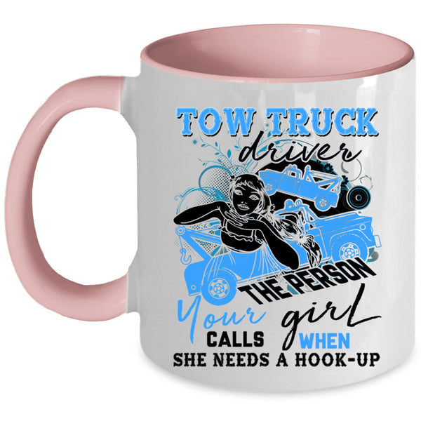 Cute Gift For Trucker Coffee Mug, Tow Truck Driver Accent Mug