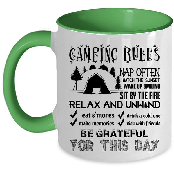 Funny Gift For My Friends Coffee Mug, Camping Rules Accent Mug