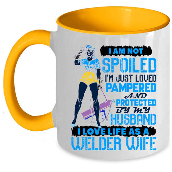 Cool Welder Wife Coffee Mug, I Love Life As A Welder Wife Accent Mug