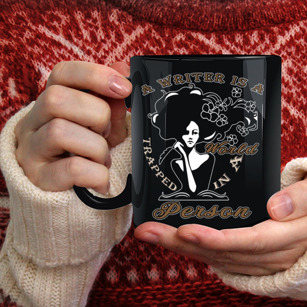 A Writer Is A World Trapped In A Person Coffee Mug, Funny Writer Coffee Cup