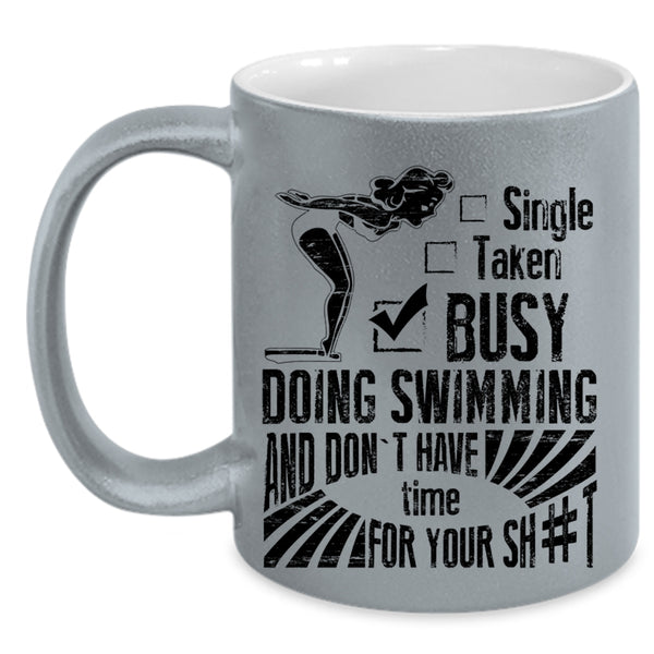 Busy Doing Swimming Coffee Mug, Relationship Status Accent Mug