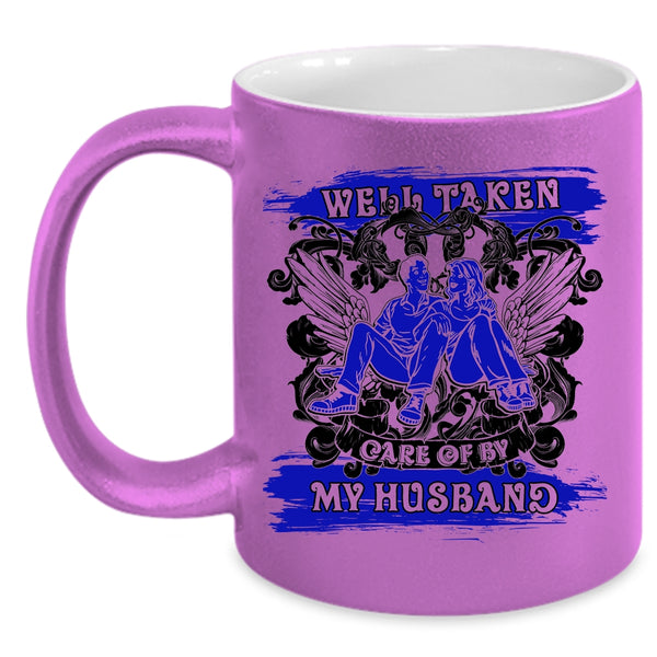 Awesome Wife Coffee Mug, Well Taken Care Of My Husband Accent Mug