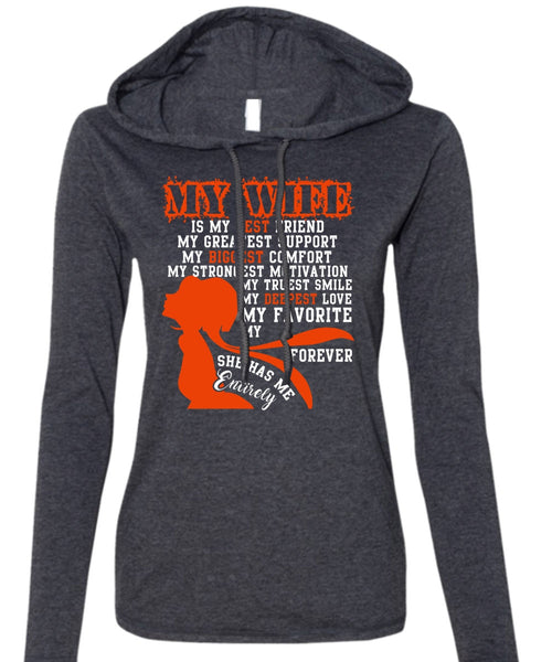 My Wife Is My Best Friend T Shirt, My Biggest Comfort T Shirt (Anvil Ladies Ringspun Hooded)