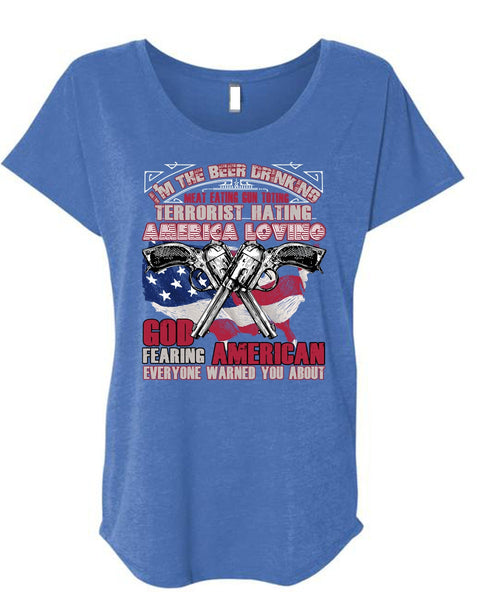 God Fearing American T Shirt, Being A Veteran T Shirt, Cool Shirt (Ladies' Triblend Dolman Sleeve)