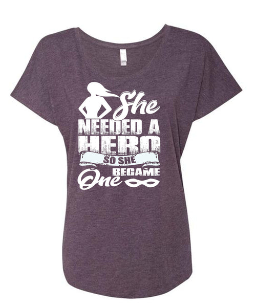 She Became One T Shirt, Being A Lady T Shirt, Cool Shirt (Ladies' Triblend Dolman Sleeve)