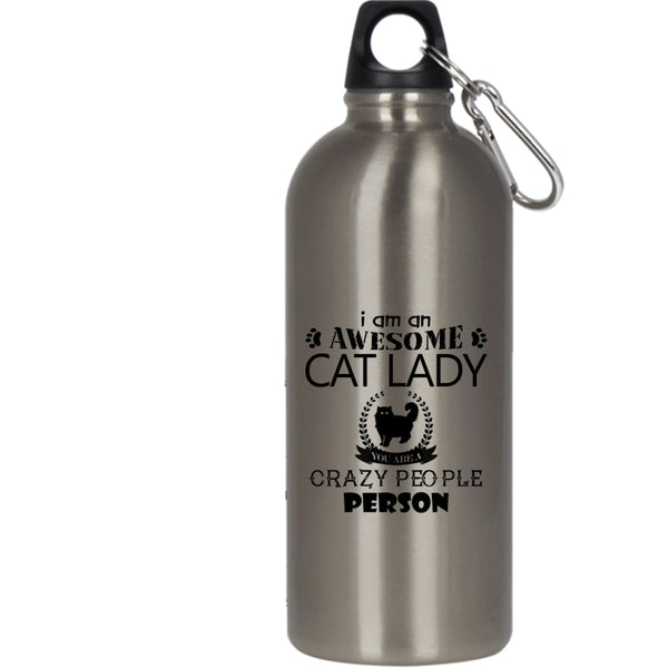I Am An Awesome Cat Lady 20 oz Stainless Steel Bottle,You Are A Crazy People Person Outdoor Sports Water Bottle