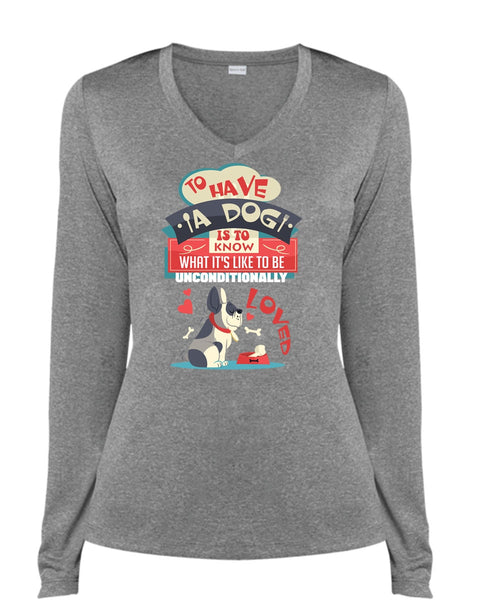 To Have A Dog Is To Know T Shirt, My Favorite T Shirt, Cool Shirt (Ladies LS Heather V-Neck)