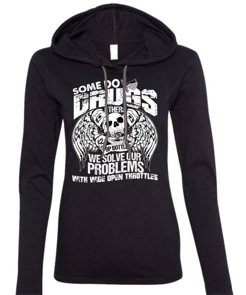 Some Do Drugs Others Pop Bottles T Shirt, Being A Mechanic T Shirt (Anvil Ladies Ringspun Hooded)