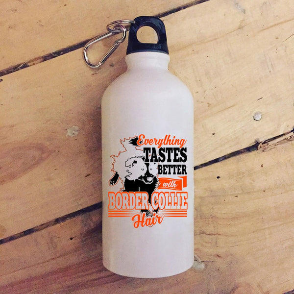 Everthing Tastes Better With Border Collie Hair 20 oz Stainless Steel Bottle,Cute Border Collie Outdoor Sports Water Bottle
