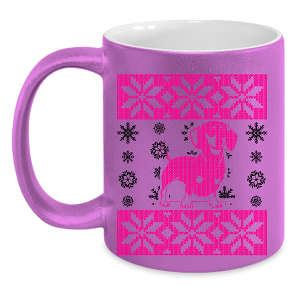 Ugly Christmas Coffee Mug, Cute Dachshund Accent Mug