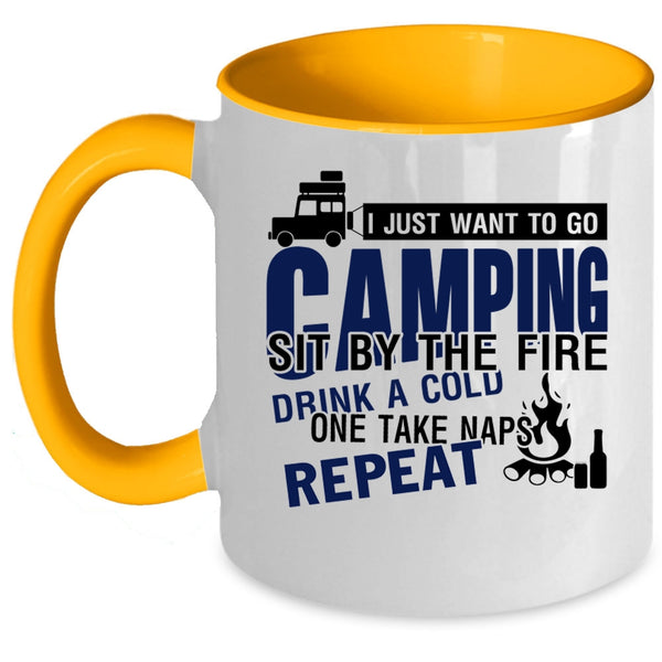 Sit By The Fire Coffee Mug, I Just Want To Go Camping Accent Mug