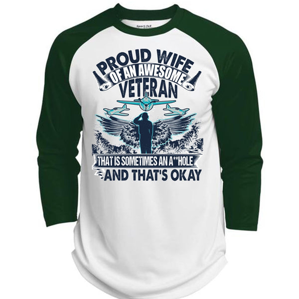 Proud Wife Of An Awesome Veteran T Shirt, I Love Veteran T Shirt, Awesome T-Shirts  (Polyester Game Baseball Jersey)