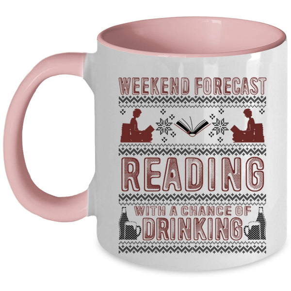 Cute Book Reader Coffee Mug, Weekend Forecast Reading Accent Mug