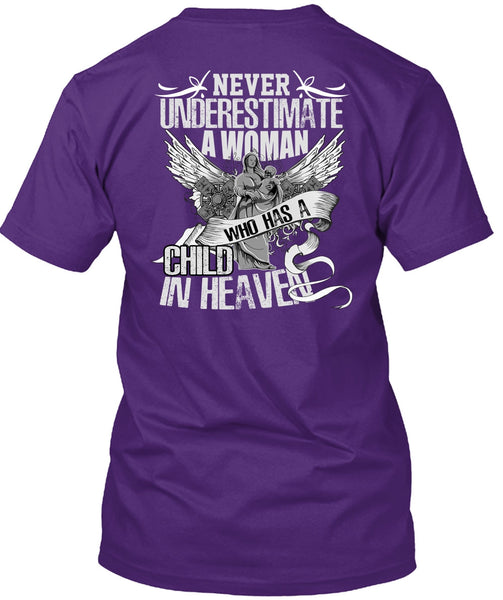 Woman Who Has A Child In Heaven T Shirt, Being A Mom T Shirt