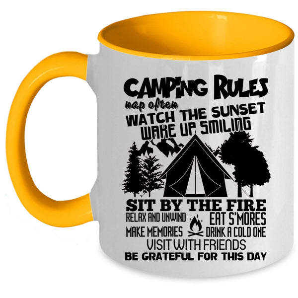 Awesome Gift For Camper Coffee Mug, Camping Rules Accent Mug