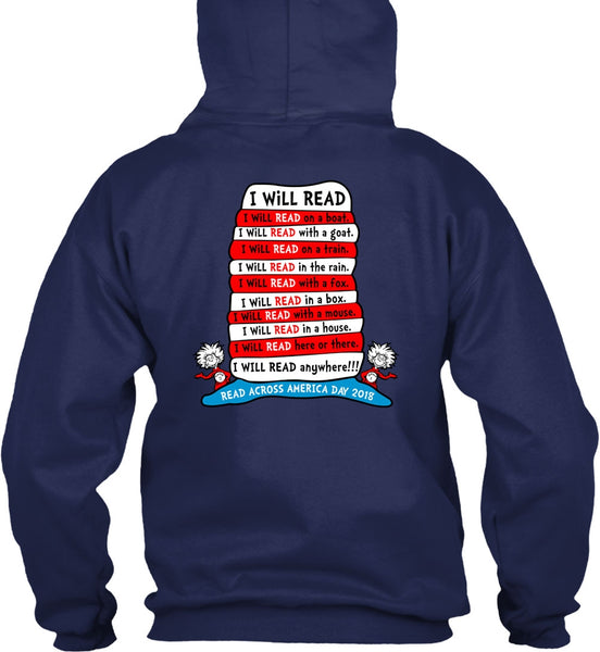 Dr. Seuss T Shirt, I Will Read On Boat T Shirt, The Cat in the Hat T Shirt, I Will Read Anywhere T Shirt