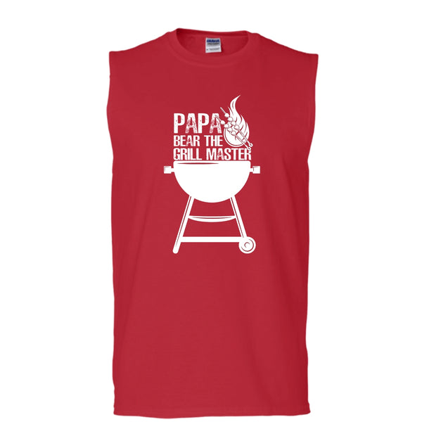 Papa Bear The Grill Master T Shirt, Cooking Papa Tank Top (Men's Cotton Sleeveless)