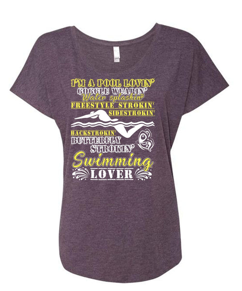Stroking Swimming Lover T Shirt, I'm A Pool Loving T Shirt, Cool Shirt (Ladies' Triblend Dolman Sleeve)