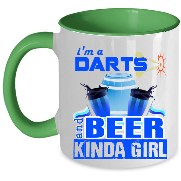 Awesome Girls Coffee Mug, I'm A Darts And Beer Kinda Girl Accent Mug