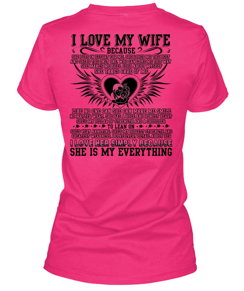 I Love My Wife T Shirt, I Love her Simply T Shirt, Cool Shirt (Ladies LS Heather V-Neck)