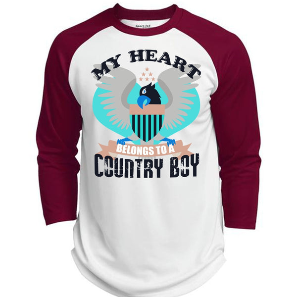 My Heart Belongs To A Country Boy T Shirt, I Love Veteran T Shirt, Awesome T-Shirts  (Polyester Game Baseball Jersey)