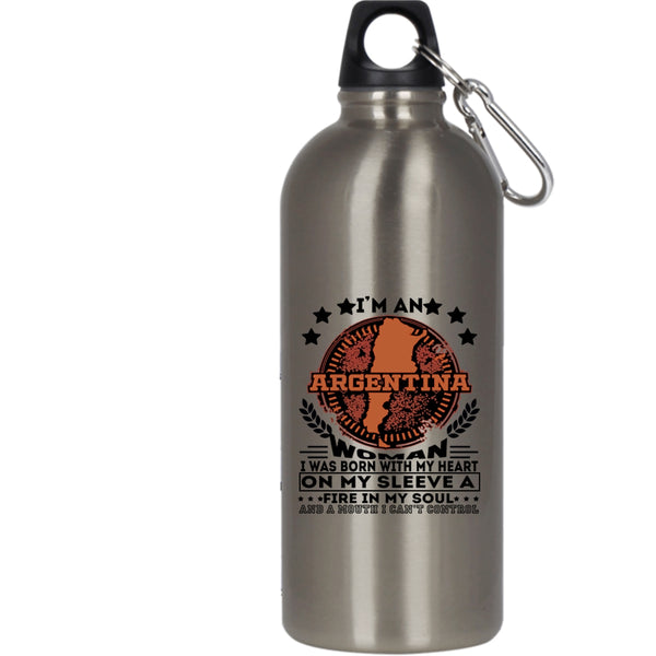 I Am An Argentina Woman 20 oz Stainless Steel Bottle,Beautiful Lady Outdoor Sports Water Bottle