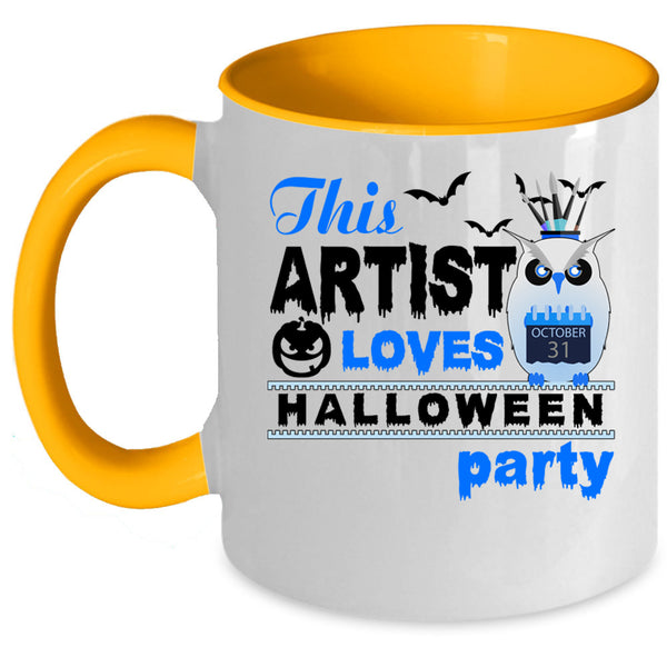 Cool Owl Coffee Mug, This Artist Loves Halloween Party Accent Mug