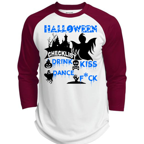 Halloween Checklist Drink Kiss Dance T Shirt, Wait For Halloween T Shirt, Awesome T-Shirts  (Polyester Game Baseball Jersey)