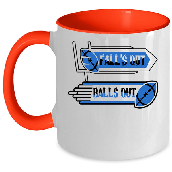 Funny Rugby Players Coffee Mug, Fall's Out Balls Out Accent Mug
