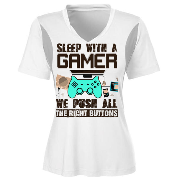 Sleep With A Gamer T Shirt, Being A Gamer T Shirt, Cool Shirt (Ladies LS Heather V-Neck)