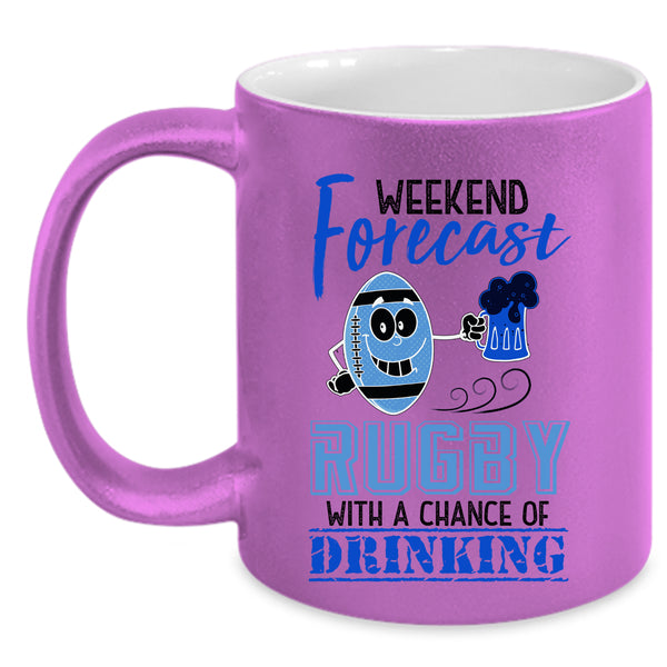 Chance Of Drinking Coffee Mug, Weekend Forecast Rugby Accent Mug