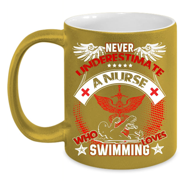 A Nurse Loves Swimming Coffee Mug, Funny Gift For Nurses Coffee Cup