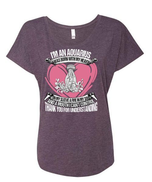 I'm An Aquarius T Shirt, I Can't Control T Shirt, Cool Shirt (Ladies' Triblend Dolman Sleeve)