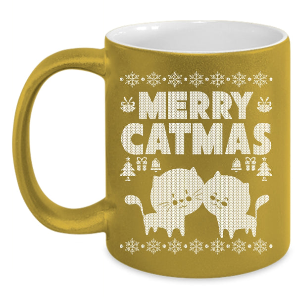 Merry Catmas Coffee Mug, Cute Gift For Cat Lovers Coffee Cup