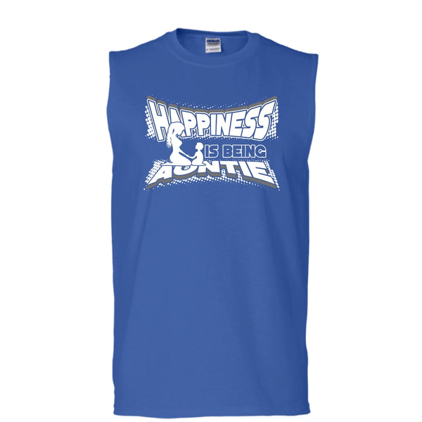 Happiness Is Being Autie T Shirt, Coolest Auntie Tank Top (Men's Cotton Sleeveless)