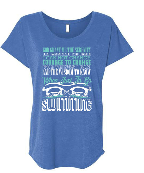 Just To Go Swimming T Shirt, Being A Swimmer T Shirt, Cool Shirt (Ladies' Triblend Dolman Sleeve)