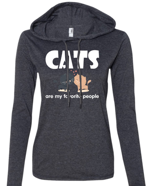 Cats Are My Favorite People T Shirt, I Love My Cat T Shirt (Anvil Ladies Ringspun Hooded)