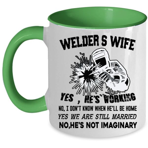 I Love My Welder Coffee Mug, Welder's Wife Accent Mug