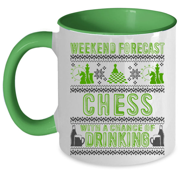 Chance Of Drinking Coffee Mug, Weekend Forecast Chess Accent Mug