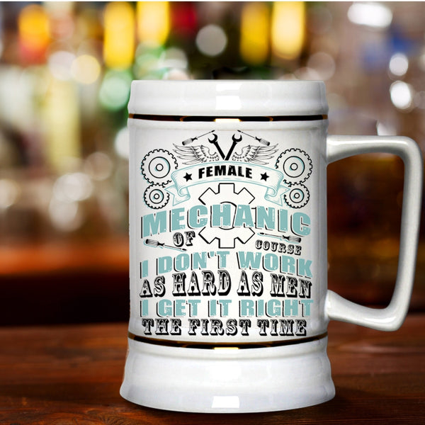 Cool Gift For My Mom Beer Stein 22oz, Female Mechanic Beer Mug