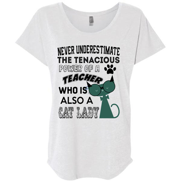 The Tenacious Power Of A Teacher Who Is Also A Cat Lady T Shirt, Being A Teacher T Shirt, Awesome T-Shirts