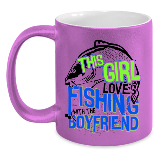 Cute Couple Coffee Mug, This Girl Loves Fishing With The Boyfriend Accent Mug