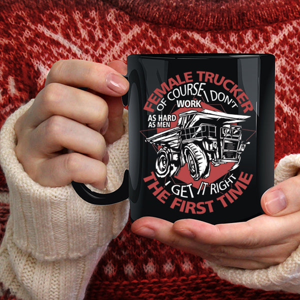 Female Trucker Coffee Mug, Cool Gift For Mom Coffee Cup