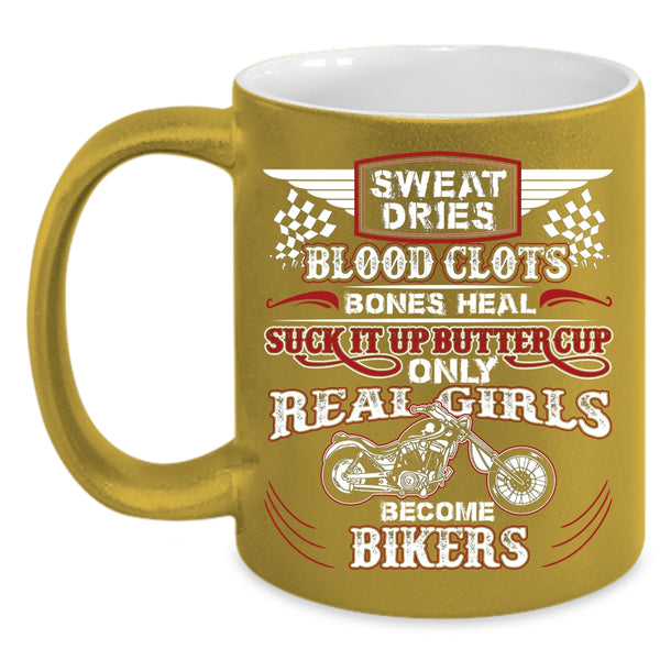 Only Real Girls Become Bikers Coffee Mug, Awesome Girls Coffee Cup