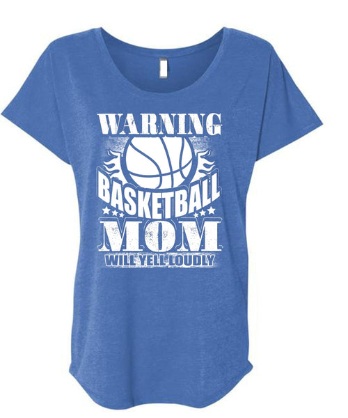 Warning Basketball Mom T Shirt, Being A Mom T Shirt, Cool Shirt (Ladies' Triblend Dolman Sleeve)