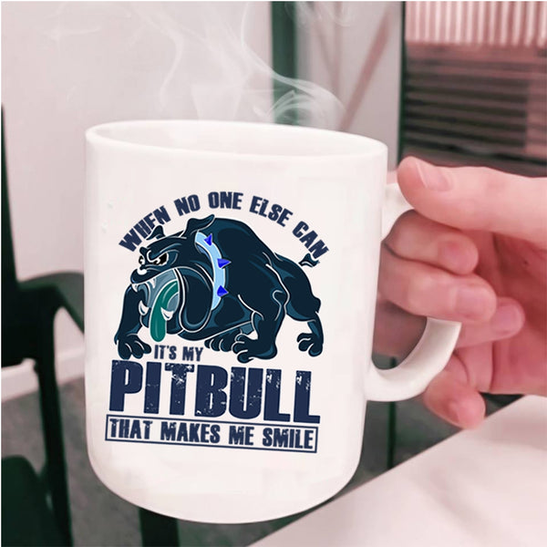 Cute Pitbull Owner Coffee Mug, My Pitbull Makes Me Smile Cup