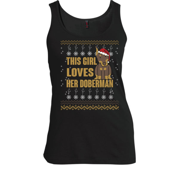 This Girls Loves Her Doberman T Shirt, Merry Christmas Tank Top